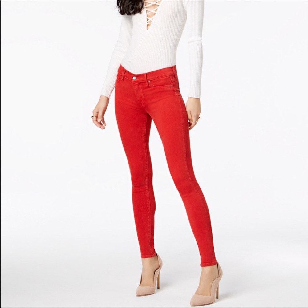 Red Skinny Hudson Jeans